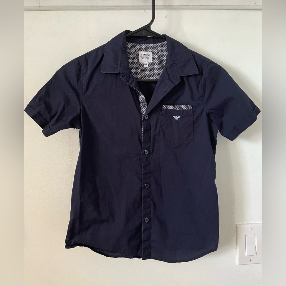 Armani Junior boys blue button down 
size 12A